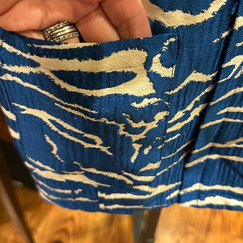 Milk & Biscuits Jacket Kids L 7 8 Blue White Zebra Print Quilted Lining Fashion